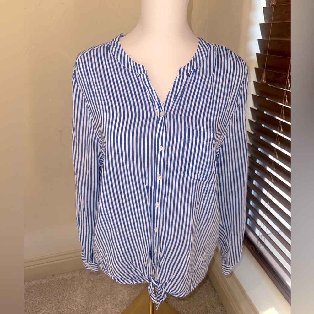 Blue and White Stripped Women’s Button Down Size Large